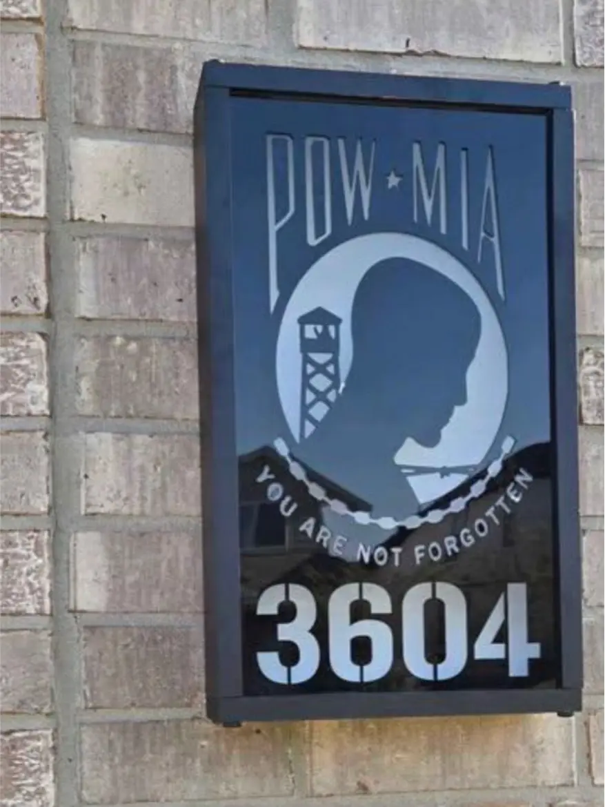 POW MIA Solar Sign | Military Memorial Lighted Wooden Plaque | Veteran Tribute Address Sign | Patriotic Outdoor Decor