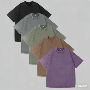Men's Loose Washed Shortsleeve Plain Round Neck T-Shirt - 1/5PCS American-Style Retro Heavyweight Casual Streetwear, Summer Sports Outdoor Top