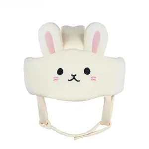 Adorable Bunny Ear Cartoon Rabbit Safety Helmet, Breathable Anti-Collision Toddler Head Guard, Portable Walking Helper Safety Hat for Baby Travel