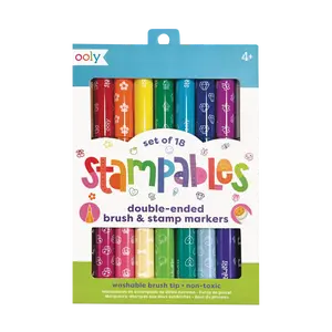 Stampables Double-Ended Stamp & Brush Markers - Set of 18 Stampables Double-Ended Stamp & Brush Markers - Set of 18