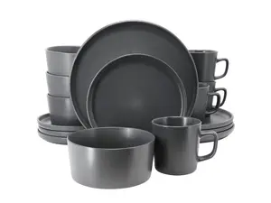 Elama Luxmatte Dark Grey 16 Piece Dinnerware Set