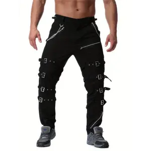 Steampunk Gothic Pants - Men's Hip Hop Punk Rock Trousers with Chain