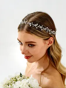 Faux Pearl & Rhinestone Decorated Headband, Elegant Bridal Headwear for Wedding Bridal Party Formal Occasions, Fashion Hair Accessories for Women