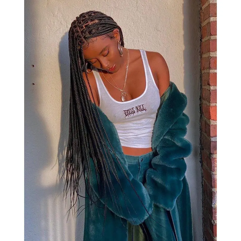 Shade Knotless Braid Wig, Swiss Full Lace, Color 1B, Glueless - Solange