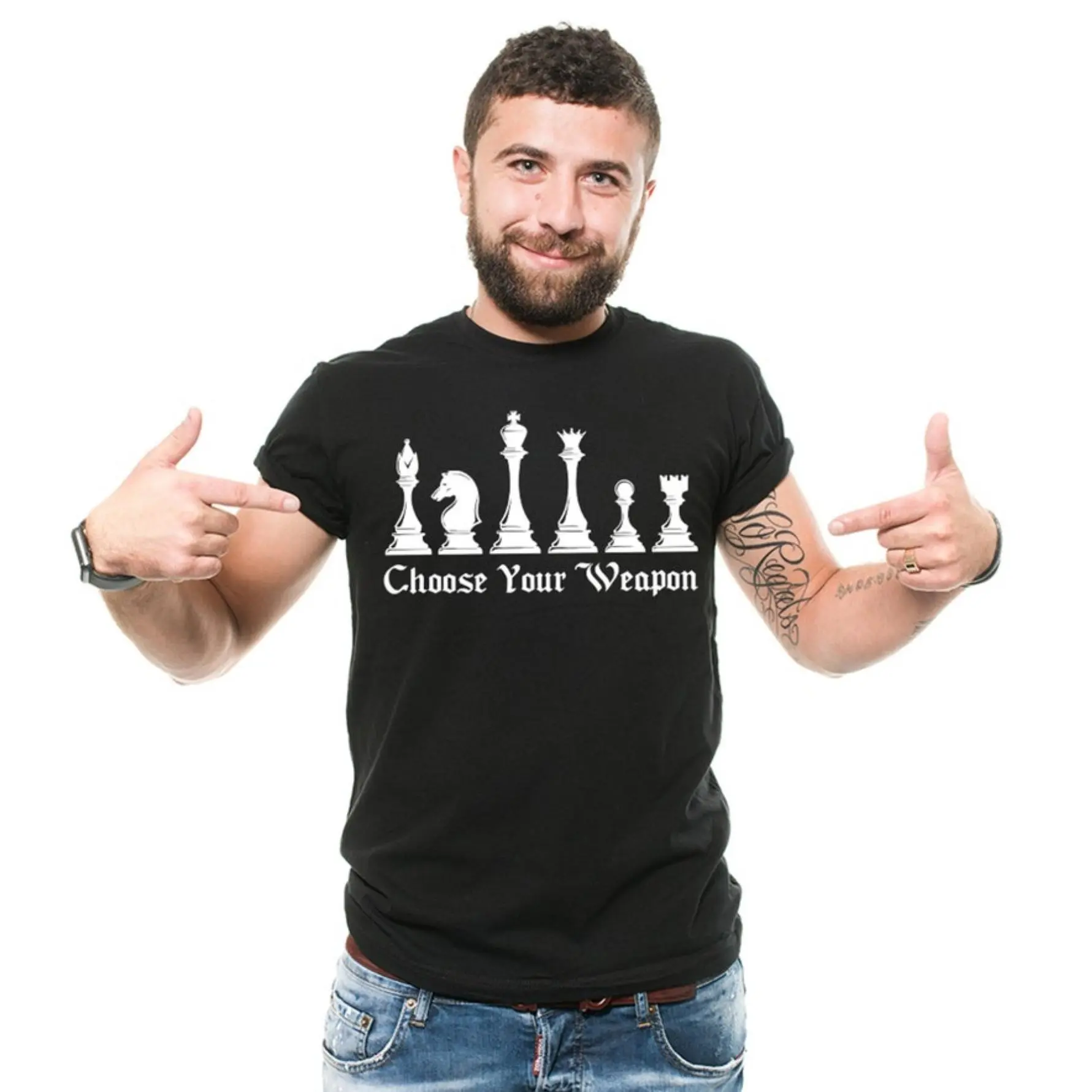 Unisex Funny Gambit Graphic Short-Sleeve T-Shirt - 100% Cotton Crew Neck Regular Fit Top for Chess Players, Machine Washable, All-Season Adult Knit Sports Top, Shortsleeve