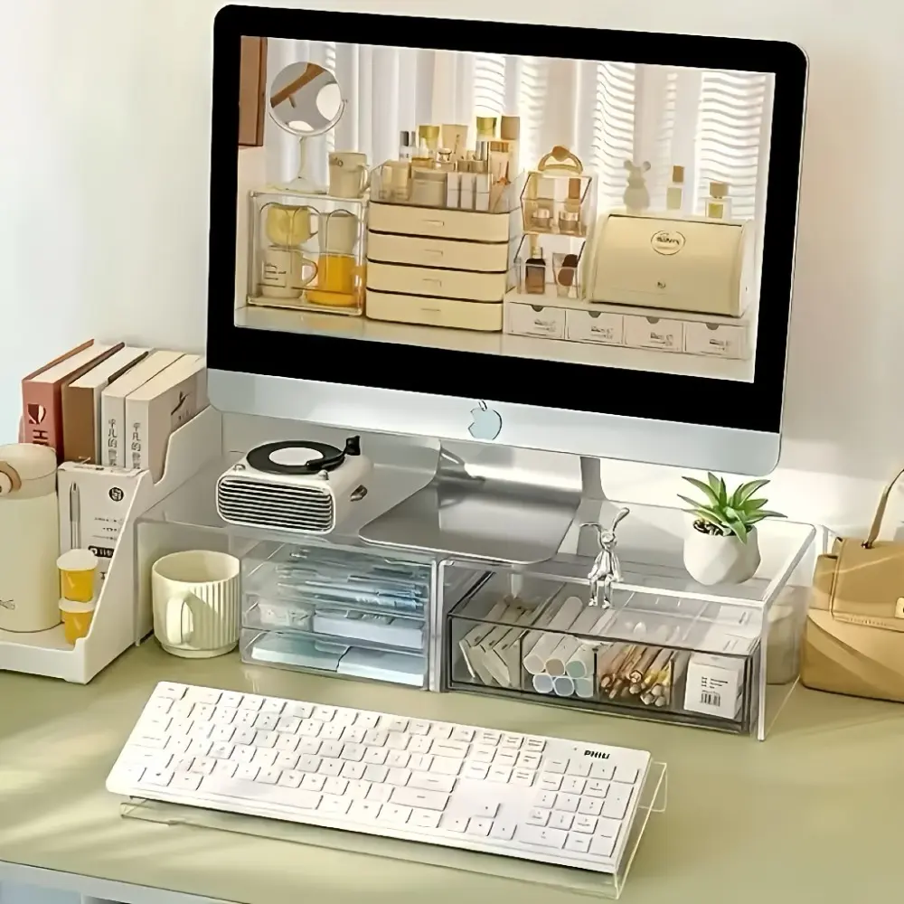 Computer Keyboard Holder Desktop Computer Keyboard Holder, Tilt Keyboard Holder, Clear Acrylic Keyboard Tray Holder for Simple Ergonomic Typing and Work From Home Upgrade, Adjustable Desk Mount, Home Office Furniture