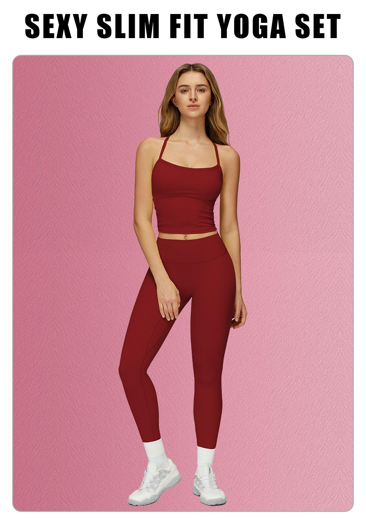 MFVIM Women's Sports Set Gym Workout Outfit Running Training Set Yoga  Pilates Tank Top & Pants Casual Home Comfortable Skin-Friendly Sexy Cross  Back - TikTok Shop