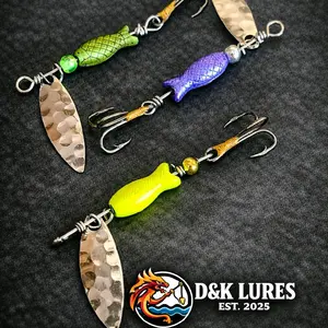 3 Pack Small Inline Spinner Lures - Various Designs and Metal Hooks