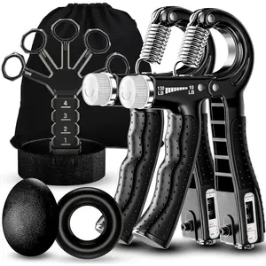 5 Pack Grip Strength Trainer with Finger Exerciser, Hand Grip Strengthener, Finger Stretcher, Grip Ring & Stress Relief Ball