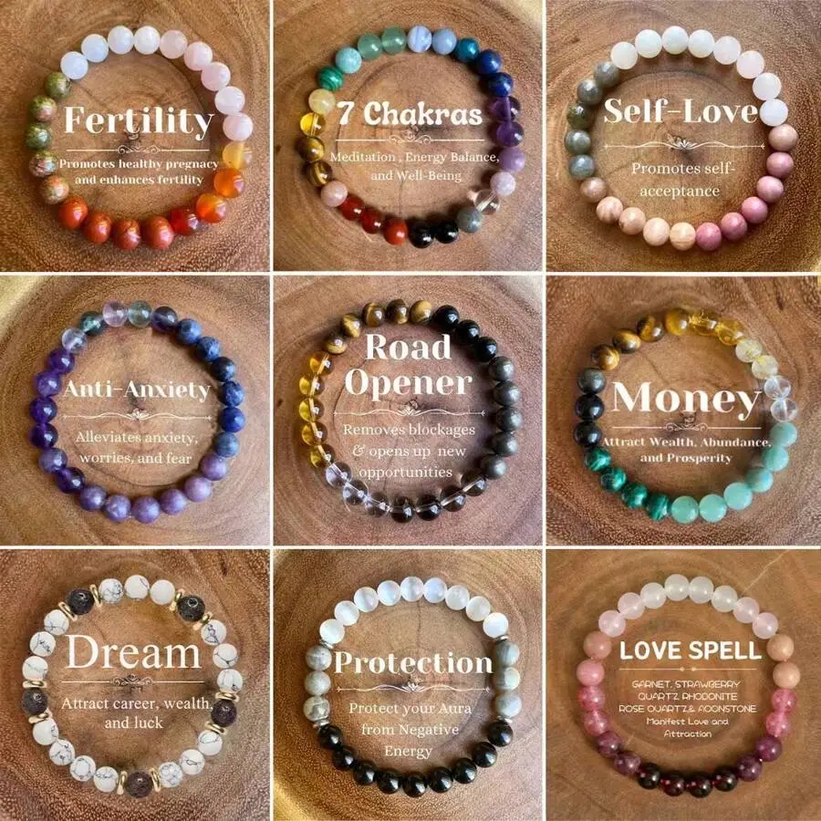 Fertility 7 Chakra Self-Love Anti-Anxiety Road Opener Dream Love Spell Bracelet Natural Healing Crystal Gorgeous Stone Gemstone Jewelry Energy Love Gi
