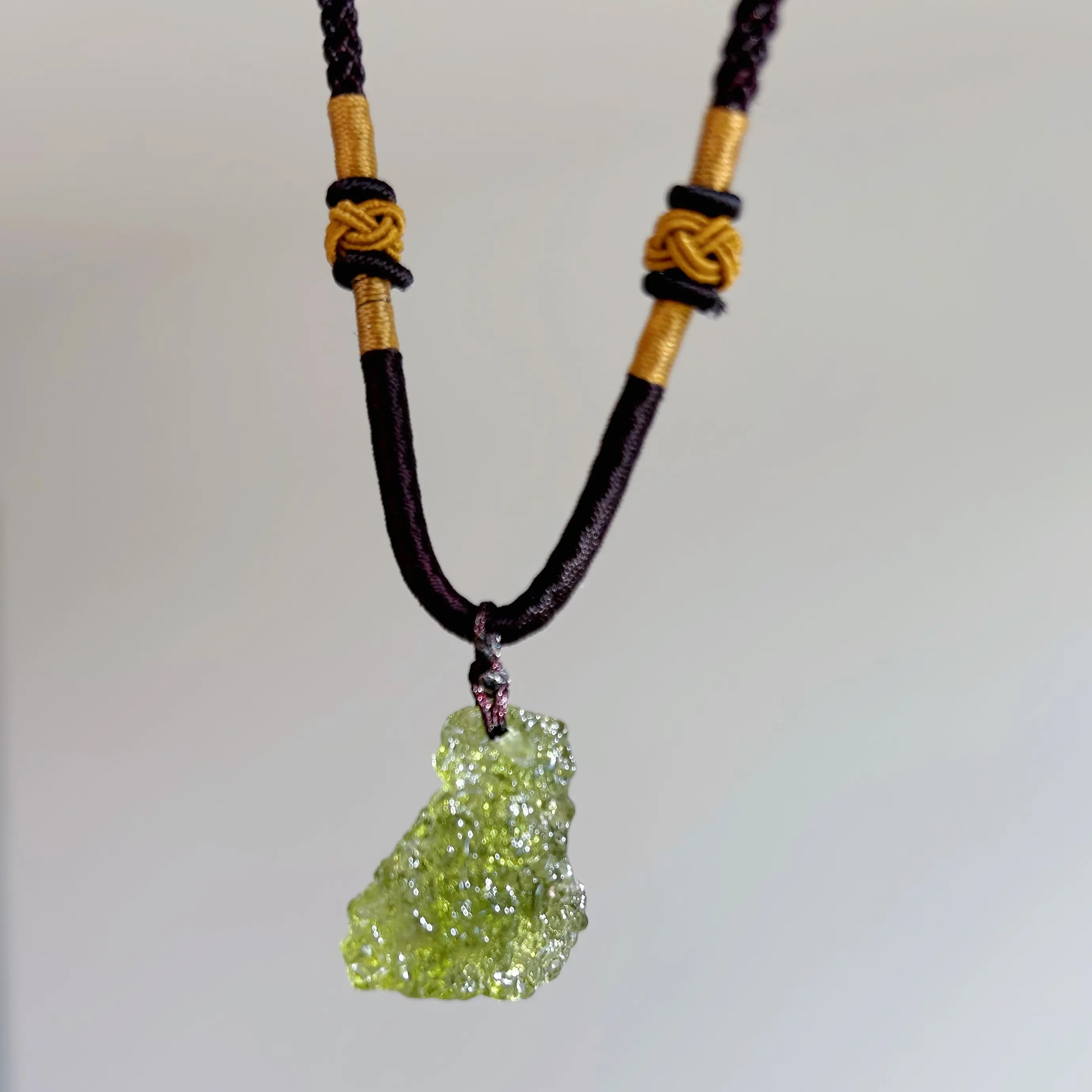 Moldavia Crystal Necklace for Men Women,Handmade Irregular Stone Pendant Crystal Energy Stone Anniversary Auspicious Birthday Daily Engagement
