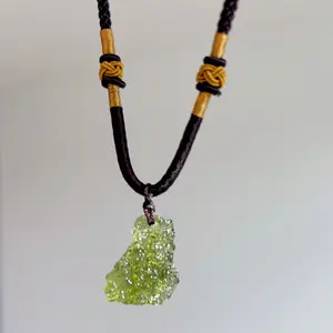 Moldavia Crystal Necklace for Men Women,Handmade Irregular Stone Pendant Crystal Energy Stone Anniversary Auspicious Birthday Daily Engagement