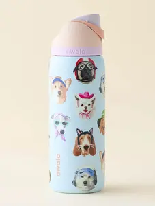 [PRE ORDER_SHIPPING 15–20 DAYS] Owala FreeSip Dog Stainless Steel Bottle – 24oz/32oz Insulated, Cute Leak-Proof Water Bottle for Women & Girls, Perfect for School, Work, Gym & Outdoor Activities