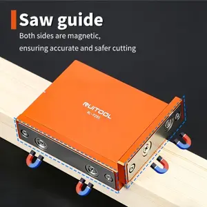 Double-sided magnetic saw guide, 90-degree aluminum alloy woodworking cutting jig, portable right-angle cutting guide, suitable for hand saw woodworking