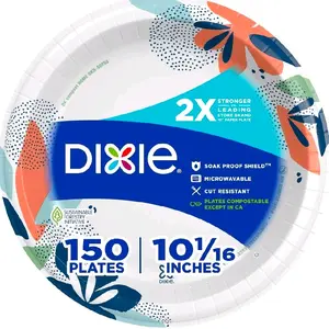 Large Paper Plates, 150 2× Stronger  10" Paper Plates perfect for dinner, salads & holidays gatherings.