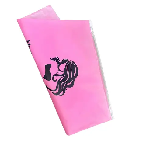 Pink Printed Zipper Wig Bag, Resealable Plastic Storage Pouch for Hair Bundles