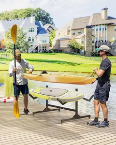[GAOMON]2 Kayak Rack with Lockable Wheels, Freestanding Kayak Storage Rack for Garage & Outdoor Storage, Heavy Duty Metal Stand for Canoe, SUP, Surfboard & Paddleboard