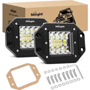 Nilight 2PCS 42W Flush Mount LED Light Pods Upgraded Spot Flood Combo Driving Light LED Work Light Backup Reverse Light Grill Mount Light for Offroad 4x4 Truck SUV dealsforyoudays