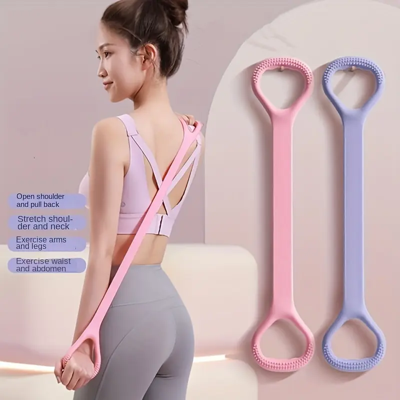 Figure-8 Silicone Resistance Band - Multi-Functional High-Strength Elasticity Aid for Open Shoulder Stretching, Back Training, Yoga (Band Shape Design), Yoga Aid