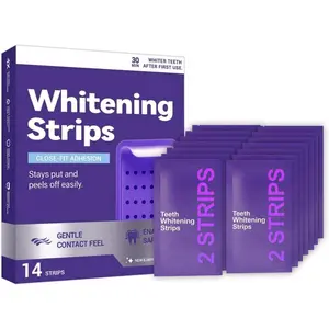 Gentle Daily Purple Teeth Whitening Strips – Enamel-Friendly, No Peroxide Formula for Sensitive Teeth, Reduce Surface Coffee & Tea Stains, Portable Teeth Care for Home & Travel (14 Strips)