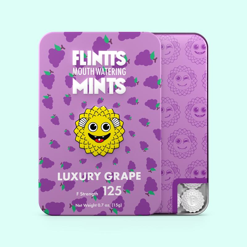 Flintts Mints Fruit Troop Variety 6 Pack - Cool Watermelon, Luxury Grape, Cherry, Sour Tangerine, Strawberry Magic, Lemon - Natural Flavors, Sugar-Free & Vegan, Dry Mouth Mints