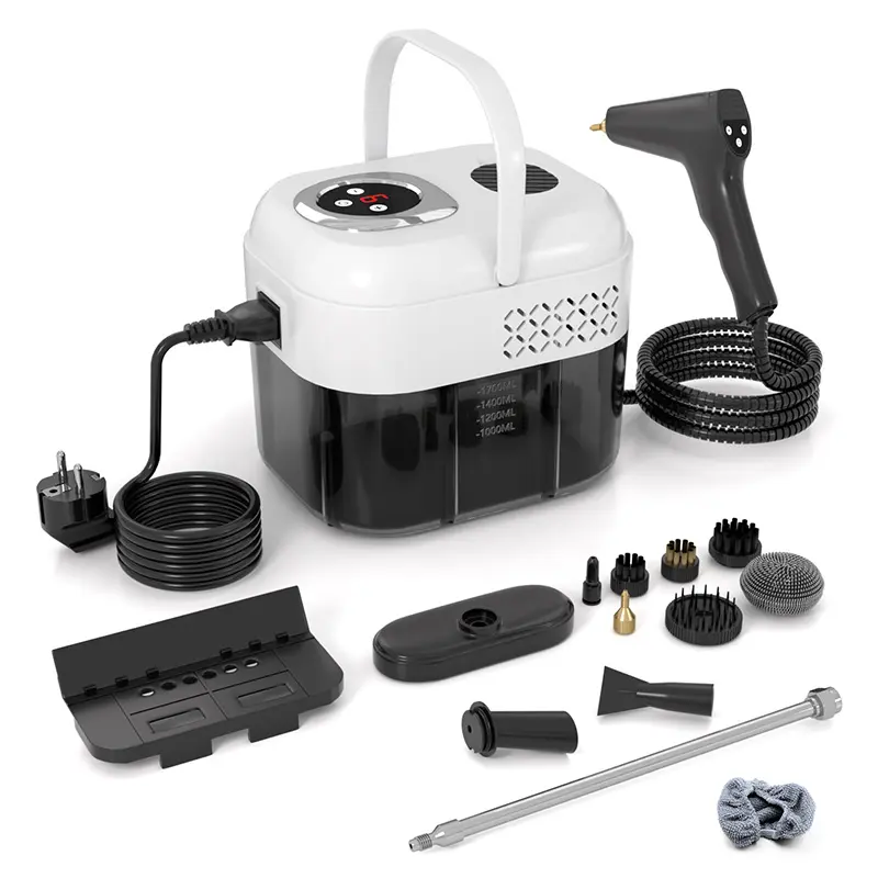 1700mL Handheld Steam Cleaner, White Touchscreen Portable Steamer with Extra-Long Cord for kitchen  Grease, Range Hoods, Bathroom Tile and Grout home deep cleaning