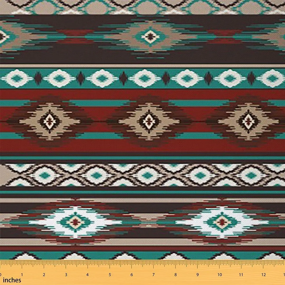 Western Boho Fabric - Southwestern Aztec Upholstery,Ethnic Tribe Indoor Outdoor Retro Vintage Geometric DIY Waterproof - Burgendy Blue,s