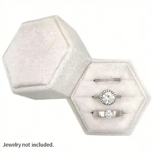 Velvet Ring Box, Hexagon Shape 3 Slots Design, Ideal for Weddings & Engagements, Multi-Ring Capacity Jewelry Organizer, Jewelry Storage Box
