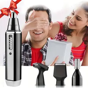 Men's Grooming Kit, Electric Nose & Beard Trimmer Set, USB Rechargeable Shaver with 4 Interchangeable Heads, Ideal Gift for Men