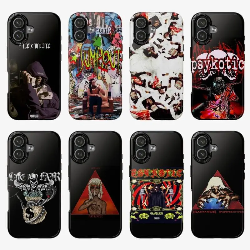 Custom Osamason Underground Rapper Psykotic 2025 Tour Album Art Cellphone Case - Heavy-Duty Polycarbonate Rubber Anti-Drop Protection Casing for iPhone 11-17 Pro Max Plus, Wireless Device Accessory, Fan Gift, Iphone 17