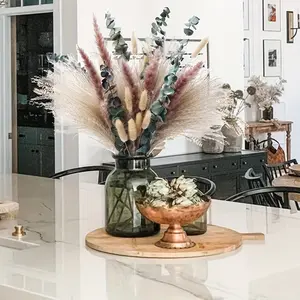 Dried Pampas Grass Decor 50 Pcs DIY Boho Natural Dried Flowers Eucalyptus Decor Dry Dried Plants Bouquet for Vase Home Floral Arrangements Decorations for Home Wedding