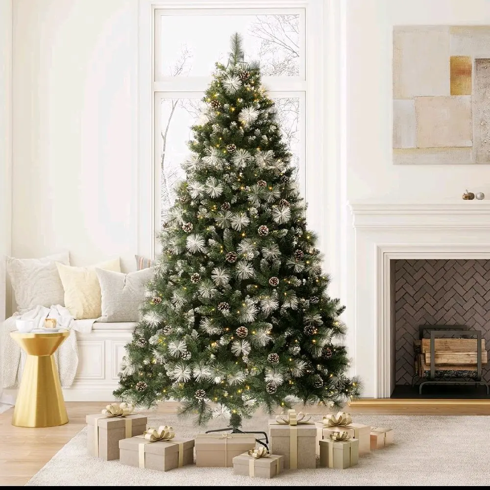 YITAHOME 6 FT Scotch Pine Artificial Christmas Tree with Lights & Remote Control 3 Colors 11 Modes PVC Tips Pre-Decorated Design