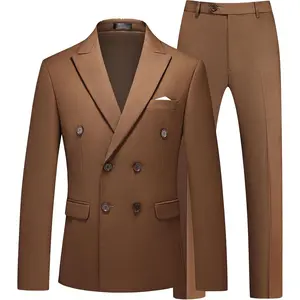 MOGU Suits for Men, 2 Piece Slim Fit Suit with Double Breasted Blazer and Tuxedo Pants