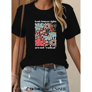 Empowering Feminist Tee – Floral Equality Shirt Celebrating Women's Rights and Democracy