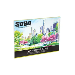 SoHo Urban Artist Watercolor Block 12x16" - 140lb 20 Sheets Cold Press, Professional, Sustainable, Acid-Free