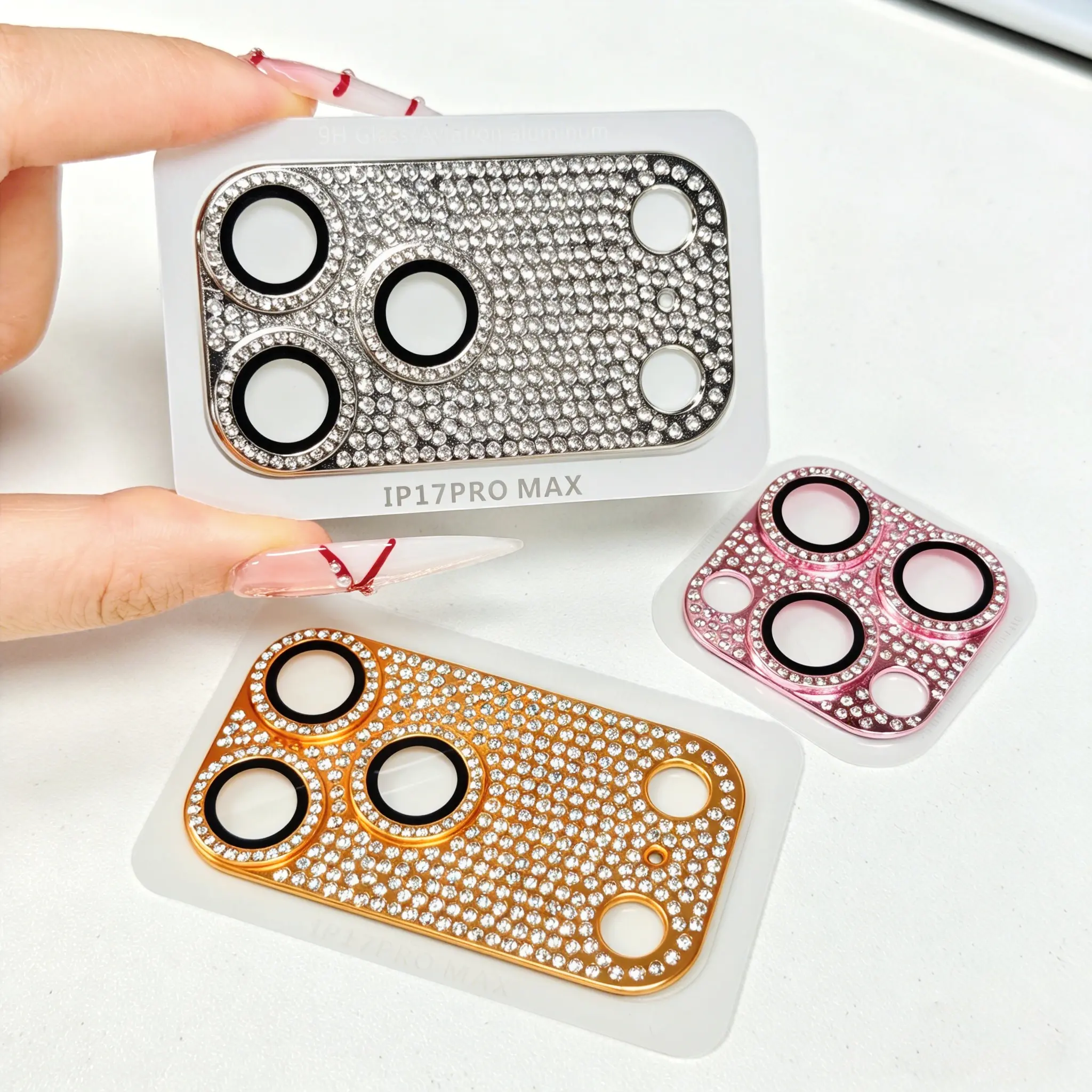 Diamond Crystal Lens Film and Tempered Glass Anti-Drop Screen Protector compatible with iPhone 17, 16, 15, 14, and 13 Series; offers full-wrap protection without interfering with photography.