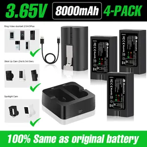 2-Pack 8000mAh High-Capacity Rechargeable Battery Pack - Compatible with Most Video Doorbells, Security Cameras - Fast Charging, Long-Lasting Power, Overheat Protection - FCC/CE/RoHS Certified - Home Security Upgrade Accessory