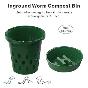 Burying Earthworm Breeding Compost Bin, Outdoor Worm Composter for Garden Beds and Home Use, Beginner-Friendly (9.5x9.5x10.8 Inches)
