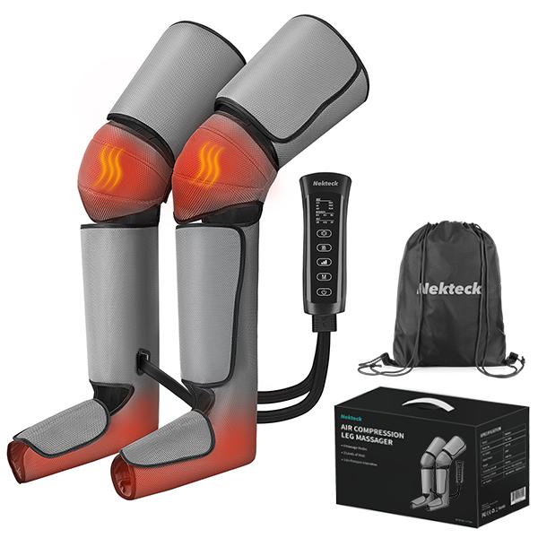 Nekteck Leg Massager for Circulation and Pain Relief Air Compression Foot Calf Thigh Massager with 2 Heat and 3 Vibratio