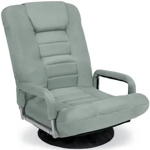 Best Choice Products 360-Degree Swivel Gaming Floor Chair w/ Armrest Handles, Foldable Adjustable Back