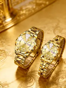 Quartz Watch Set for Men & Women, Stainless Steel Band, Mineral Glass Dial, Ideal Gift for Weddings & Daily Wear, Fashionable Watch