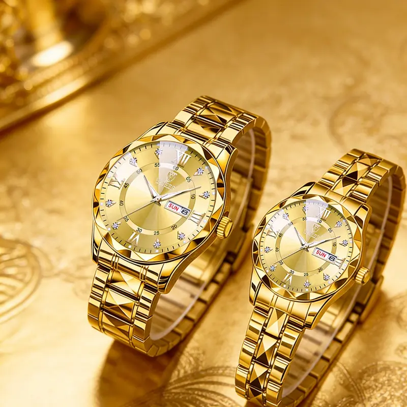 Quartz Watch Set for Men & Women, Stainless Steel Band, Mineral Glass Dial, Ideal Gift for Weddings & Daily Wear, Fashionable Watch