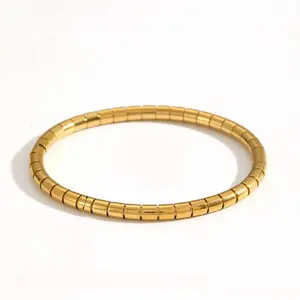 Sleek Gold Tile Bangle Bracelet- Waterproof