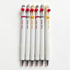 6-Pack Duck-Shaped Neutral Pens, 0.5mm Barrel, Ink, Press Mouth Design, Creative Writing Pen, Quick-Dry Exam Pen, Signature Pen