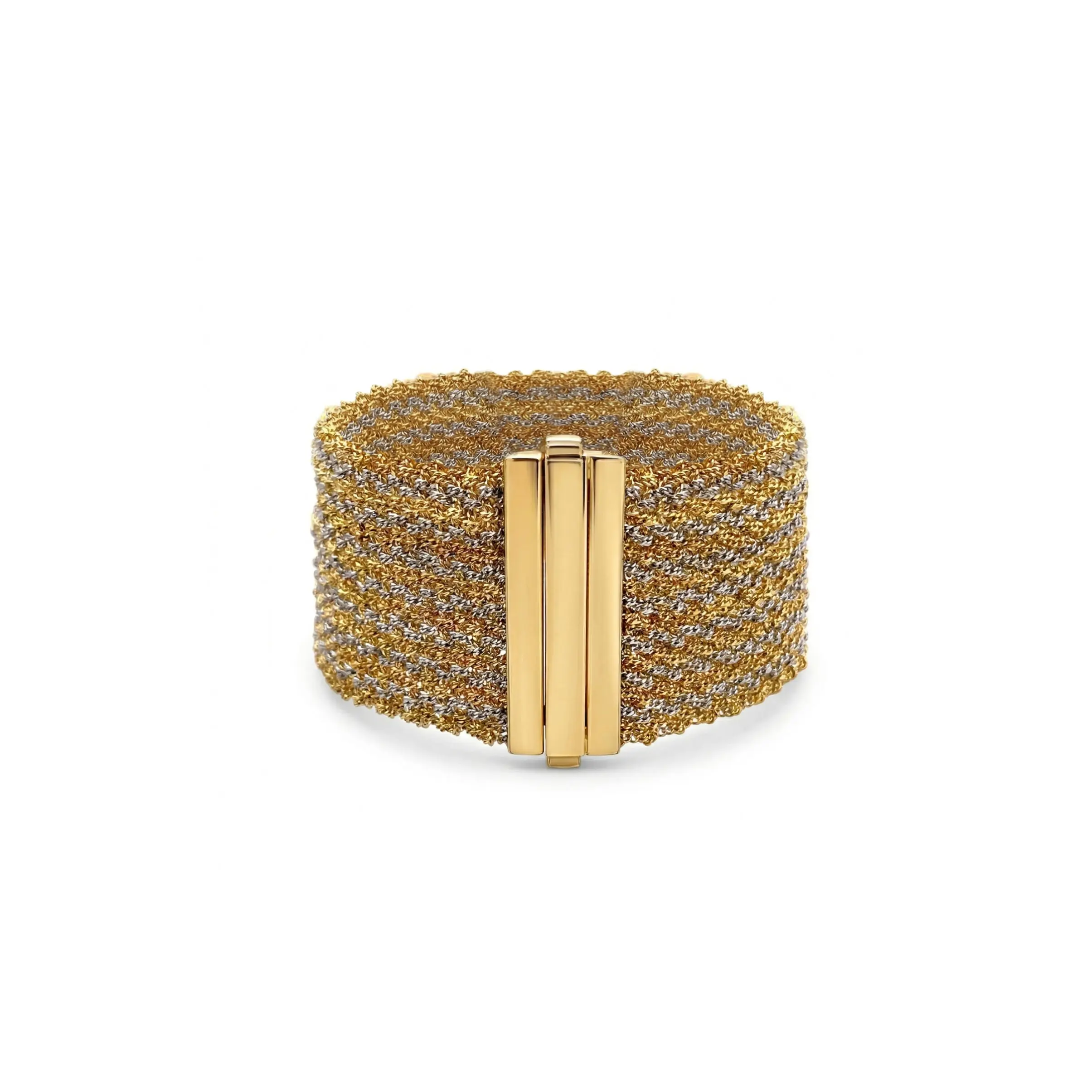 Morocco Woven Silk Bracelet in Two-Tone Gold