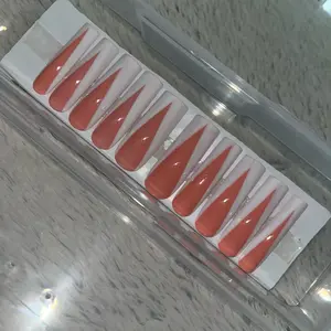 Simple White V-Tip Luxury Press On Nails Gel High Gloss Nail Polish