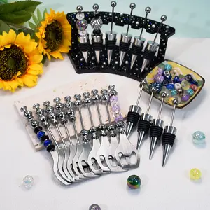 3/10/20pcs Beaded Beer Bottle Opener Beaded Wine Stopper Bulk Set Decorative Beaded Wine Bottle Stopper Reusable Bottle Opener Suitable for Bar, Beer Festival Party, Wedding DIY Gift, Halloween Thanksgiving Christmas Party