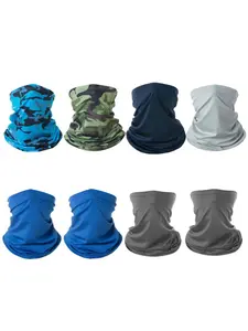 8pcs Cycling Face Masks Unisex Sports Ice Silk Headscarf Fishing Bicycle Neck Gaiter, Casual Solid Pattern, Ca Prop 65 Compliant