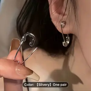 Bohemian Style Safety Pin Earrings - Unique Punk-Inspired Design, Perfect for All Seasons and Occasions, Daily Wear, Parties, Weddings, and Gift Giving, Bohemian Chic Safety Pin Hoop Earrings, Bohemian Safety Pin Earrings, Statement Piece, Edgy Look