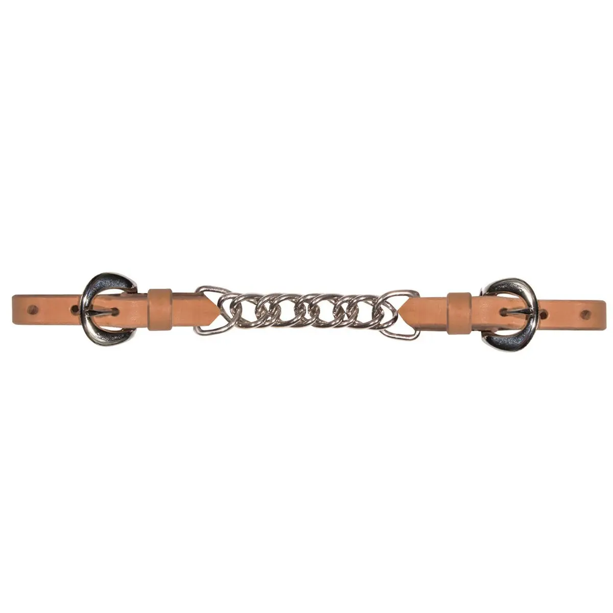 Wide Harness Leather Curb Chain with Double Link Stainless Steel Chain for Training, Show, or Trail | Easy Handling, Wide Leather, Better Control, Enhanced Durability, Horse, Double Link Chain